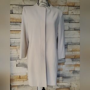 Elie Tahari Elegant Cream Women's Coat Mid-Length 3/4 Sleeves Lined